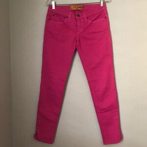 Y2K Dittos Fuchsia Pink Ankle Cropped Jeans Scalloped zippered size 26